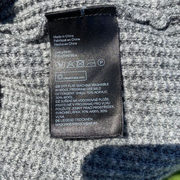 H&M Men's Wool Blend Waffle Knit Casual Pullover Sweater Med Grey VGC Size M - Picture 4 of 4